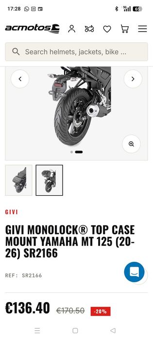 Suporte de top case Givi para Yamaha MT 125