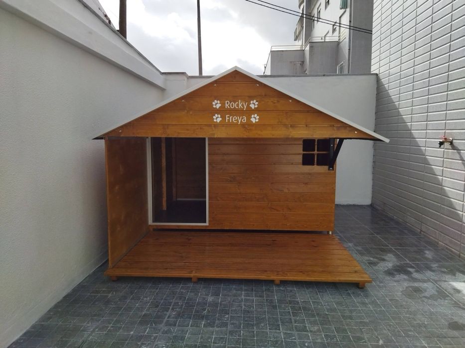 Casota para Cão XXL Madeira c/ Varanda