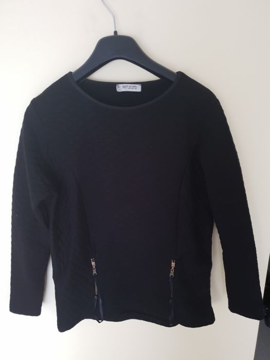 Bluza bluzka czarna pikowana zamki zip zipy S/M 36/38