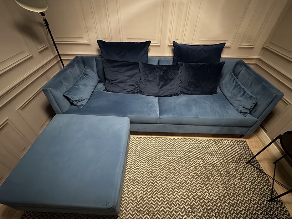 Sofa com ou sem Chase em Velude azul! Novo! 2,3Cm