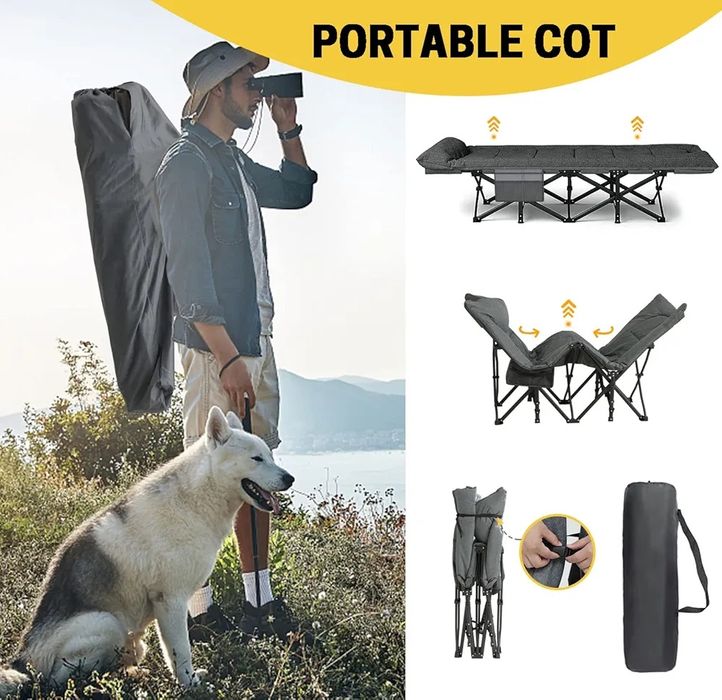 Łóżko polowe kempingowe składane