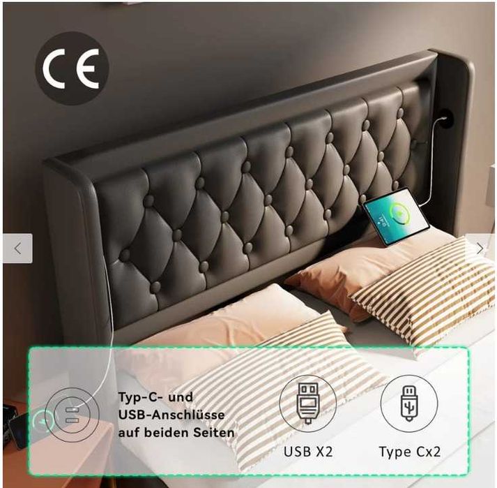 (NOVO)NA CAIXA! Cama Casal 140x200cm Com Baú Hidráulico e Cabeceira.