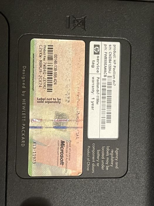 Продам Ноутбук hp pavilion dv7-1190er