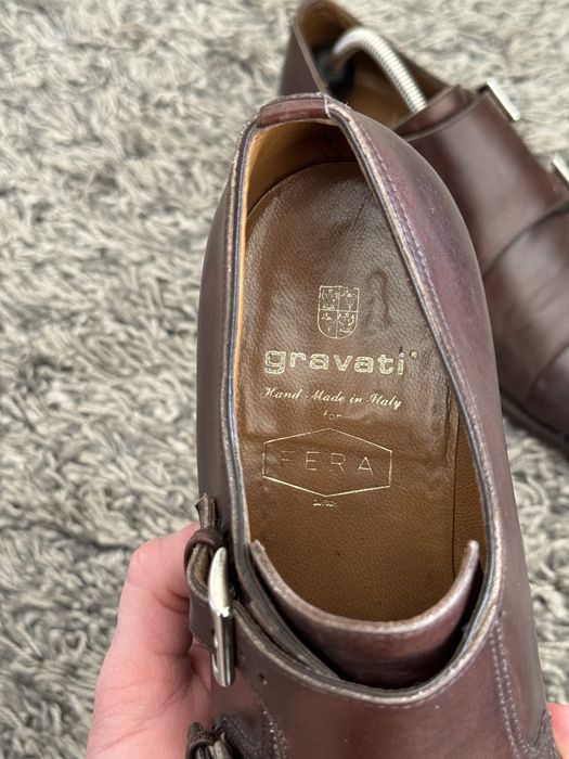 GRAVATI Mens Black Leather Derby Shoes size 7  41 26.5 см