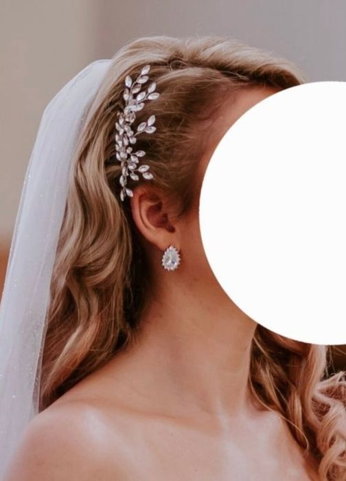 Biżuteria ślubna komplet kolczyki bransoletka  grzebyk