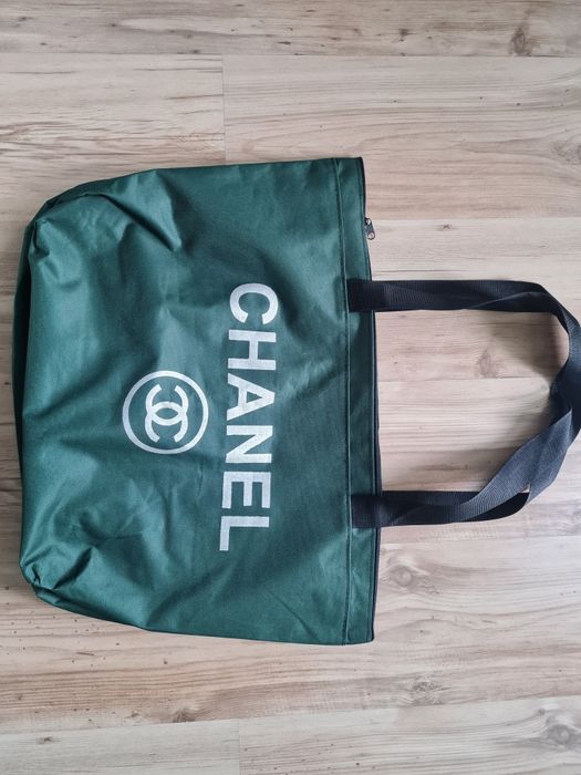 Torba shoperka w kolorze butelkowej zieleni na codzień, plażę,zakupy,p