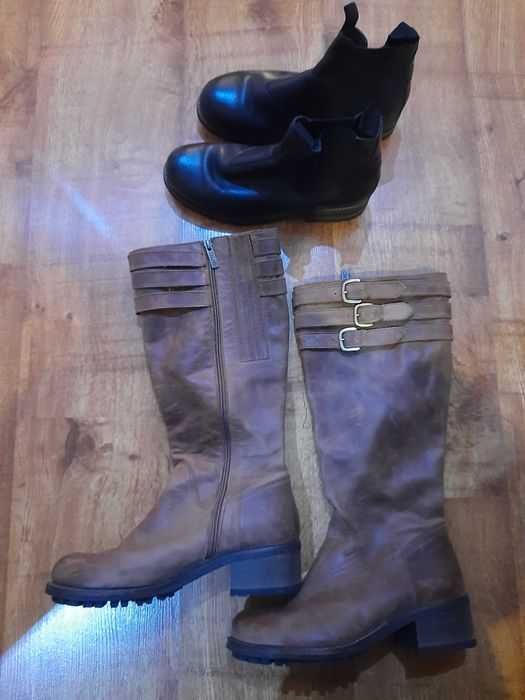 Dwie pary botki Vagabond kozaki Duo r.38 25,5cm skóra naturalna