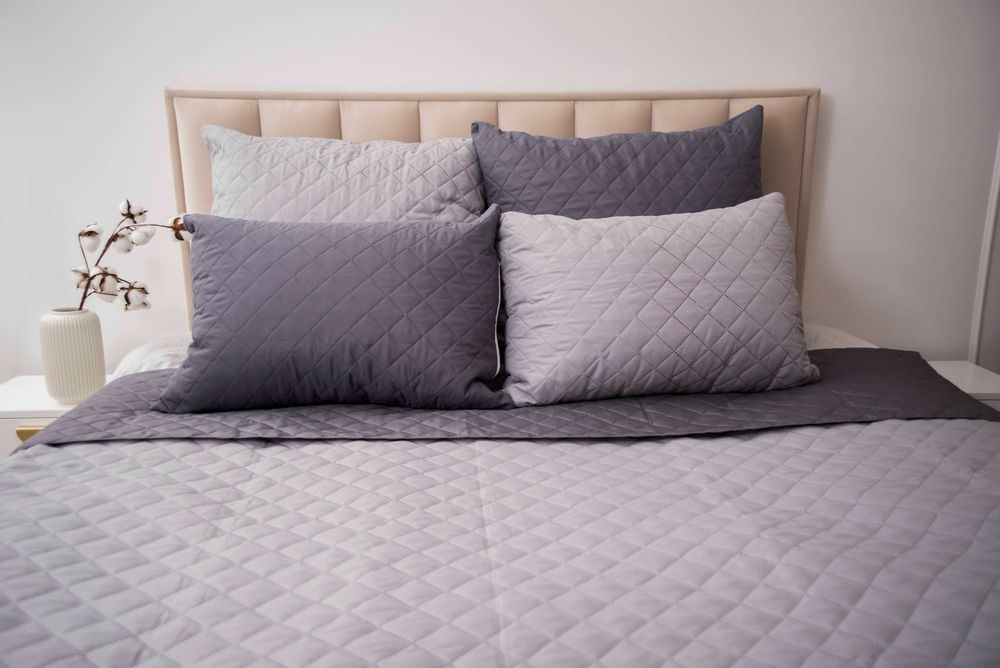 Narzuta na łóżko 180x200 dwustronna siwy/popiel