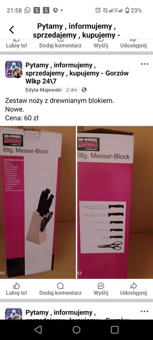 Komplet nowych noży