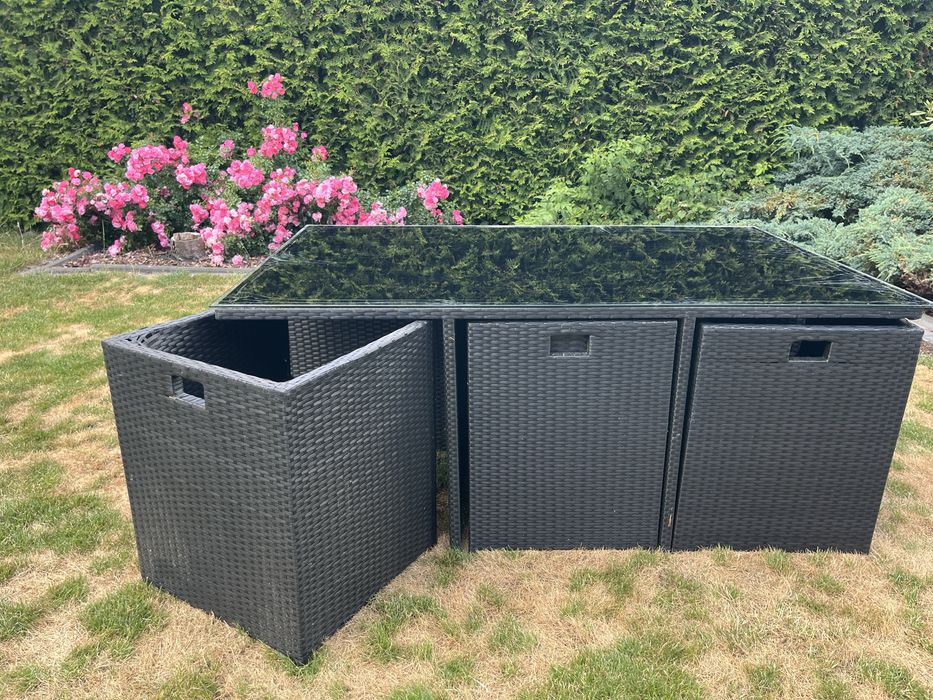 Meble ogrodowe stol z krzeslami techno rattan