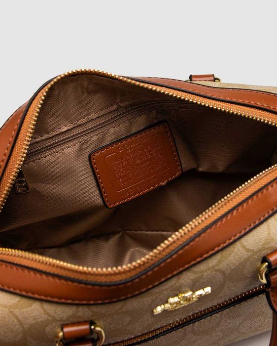 Coach Rowan Satchel In Signature Canvas Beige/Ginger