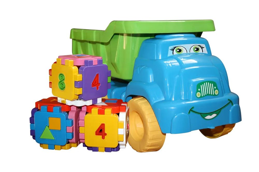 Машинка велика "Смайлик" з кубиками логіка