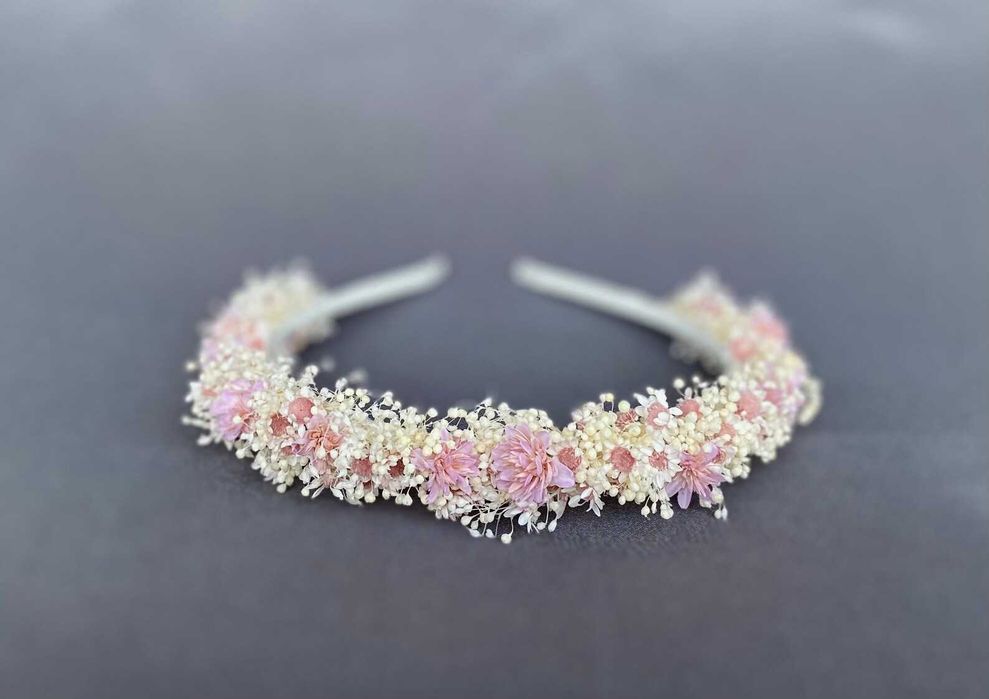 Bandolete artesanal com flores secas