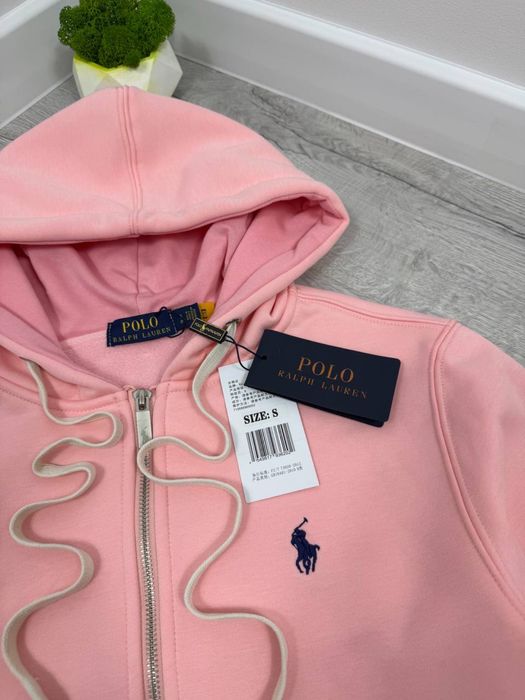 Polo Ralph Lauren худі на блискавці рожеве з капюшоном | Олімпійка Поло рожева | Зіпка Поло Ральф рожева чоловіча/жіноча