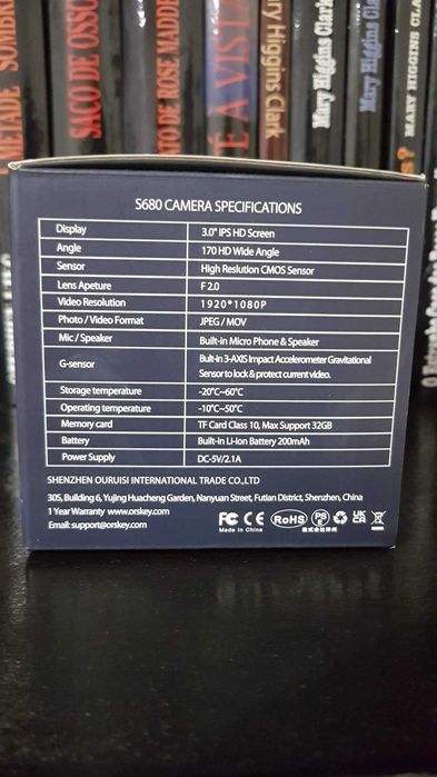 Câmara de vídeo para carro (Dash camera)1080P Full HD