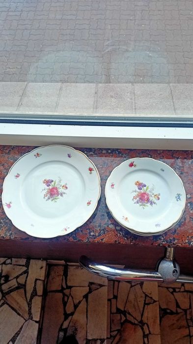 Komplet duży talerz + 4 talerzyki wzór 520 Ćmielów lata 30-te