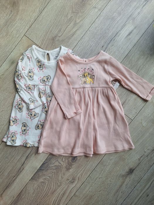 Sukienki dziewczęce primark 74 biała różowa disney simba lion king