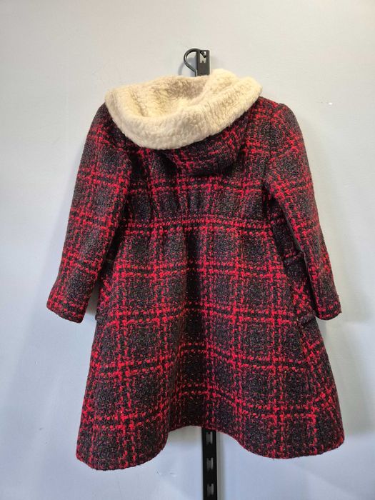 Kurtka dziecięca w kratkę z kapturem miś