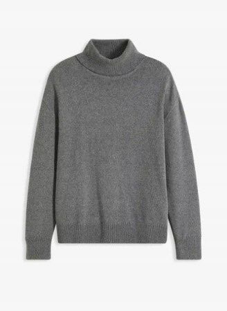 erB.P.C sweter dzianinowy męski szary z wywijanym golfem M.