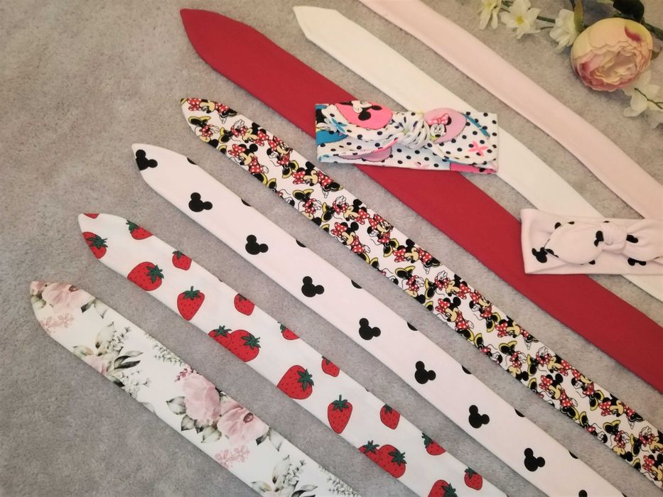 Opaski na głowę - dziewczęce - Pin up wiązane - przeplatane - 3szt.