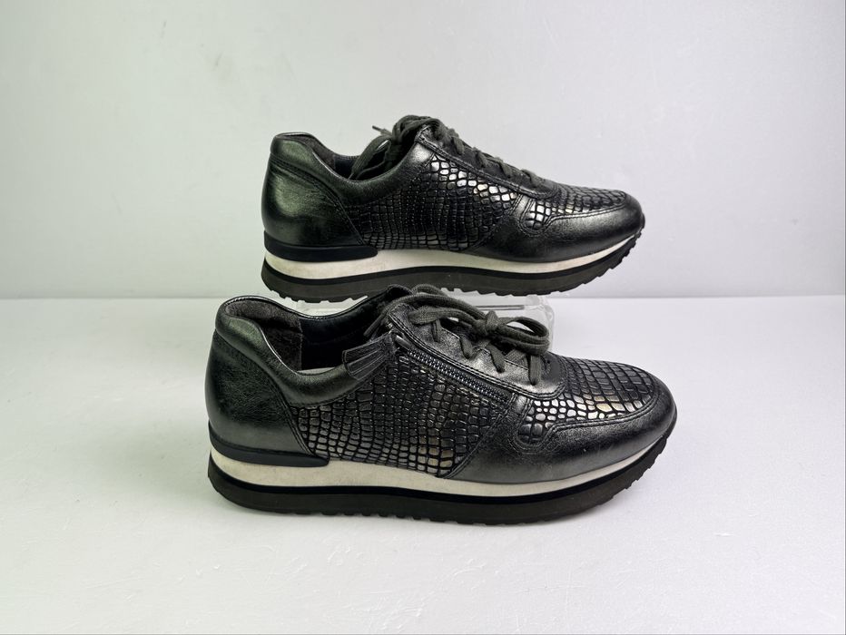 Sneakersy skórzane zielone Gabor r.40 styl casual komfortowe