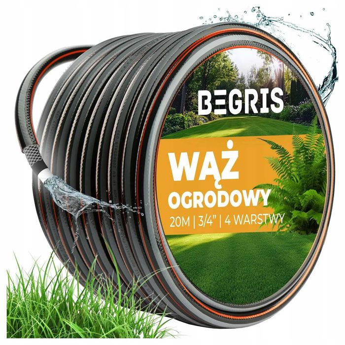 ODPORNY UV 4-Warstwowy Wąż Ogrodowy 20m 3/4” ANTYGLONOWY