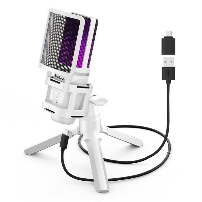 Настільний USB-мікрофон ZealSound A68 (RGB, шумозаглушення, 96 кГц)