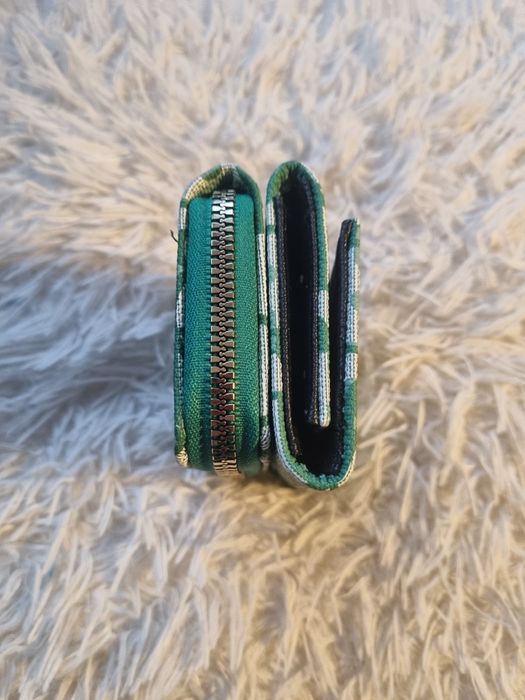 Portfel damski zielony złoty 11 x 8 cm