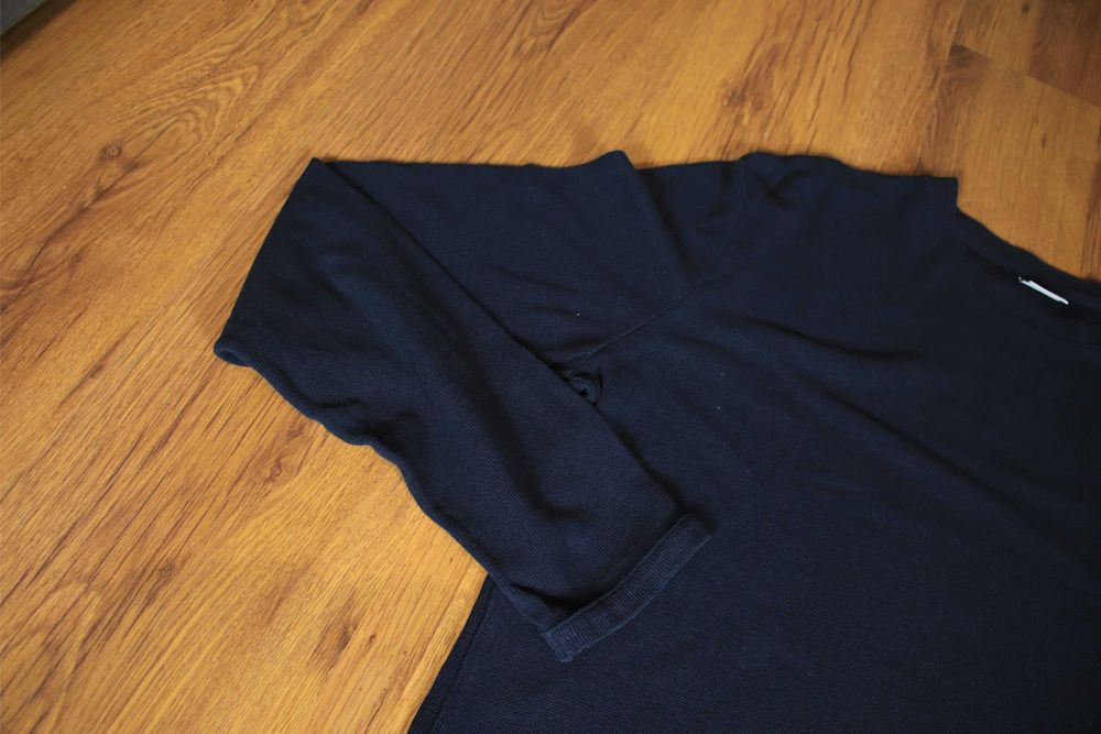 Sweter NN07 r. M okrągły dekolt granatowy męski bawełniany cienki