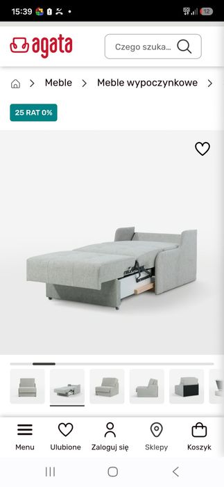 MATI I Sofa rozkładana, 1-osobowa, szara