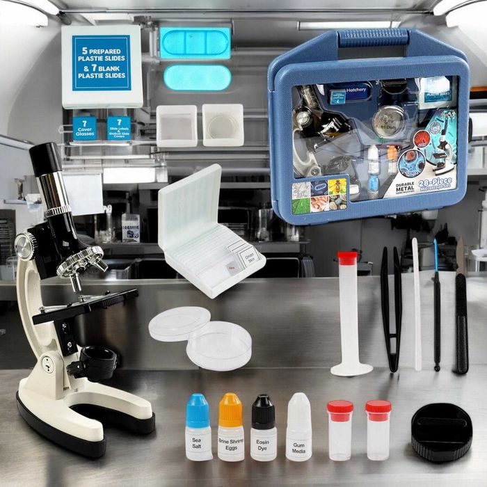 Игровой набор  Микроскоп 100x-1200x с аксессуарами Свет  в кейсе