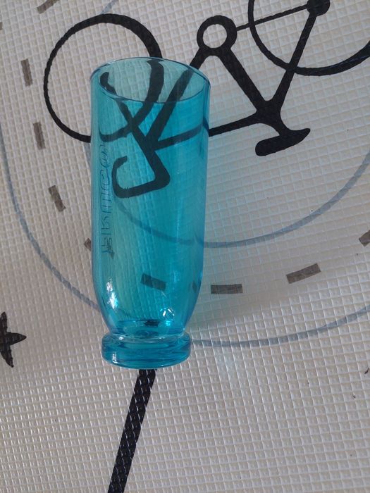 Kultowa szklanka FRUGO – Niebieska / Turkusowa  Vintage Kolekcjonerska