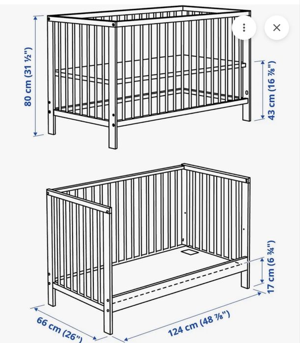 Cama grades IKEA  com colchão de molas e protetor de colchão
