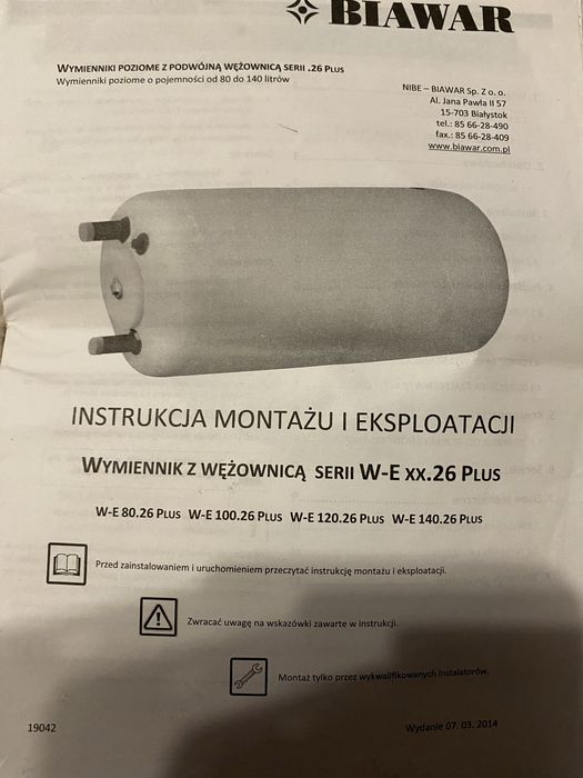 Wymiennk z wężownicą oraz grzałką