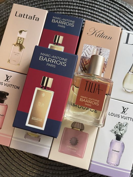 Парфуми Tilia / Dior Jadore / Kilian Angels’ Share / Louis Vuitton Symphony / Attrape Reves / Amouage Guidance 46 / Vanilla Powder / Lattafa Eclaire
