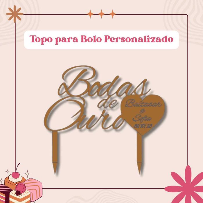 Topo para Bolos Personalizado Impresso em 3D
