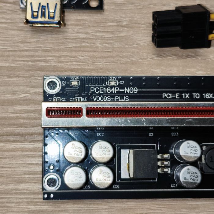 PCI-E Riser VER009S Plus 1X to 16X для підключення відеокарти