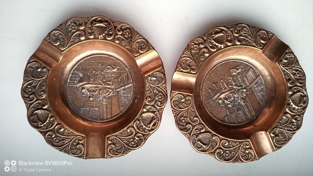 Спичечник и пепельницы медь Швеция