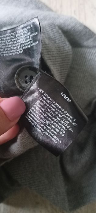 Sweter kardigan szary Virgin merino WOOL 100%