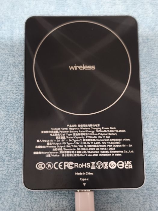 Carregador Magnético Qi 2 Sem Fio PD20W Super Rápido para Powerbank Magsafe para iPhone, Apple Watch, Samsung, Xiaomi