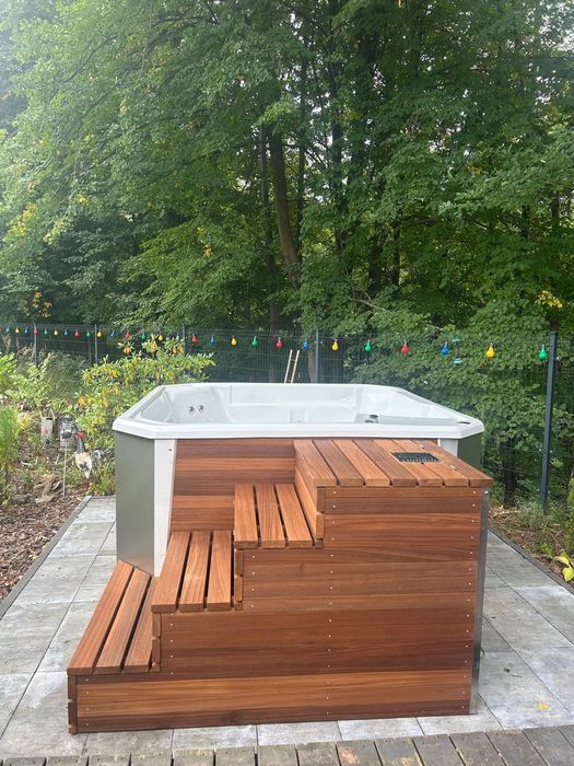 PROMOCJA THERVIK OUTDOOR - Luksusowe Jacuzzi Ogrodowe 190 x 200 cm | ABACHI THERMO | Piec na Drewno | Aeromasaż | Balia | Bania | Polska Produkcja