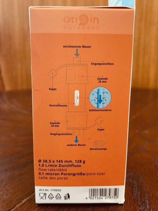 Портативний фільтр для очищення 100000л води в природніх умовах Origin