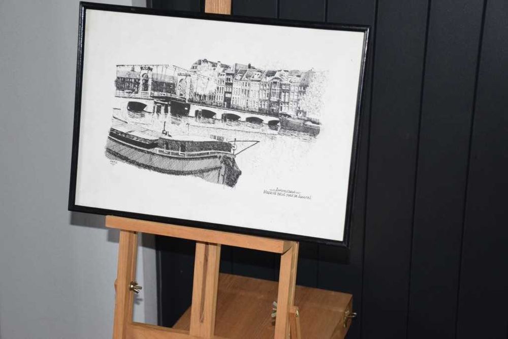 Quadro com a ponte Magere Brug sobre o Amstel, nos Países Baixos