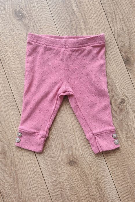 Next legginsy niemowlęce różowe ażur serduszka guziki 62