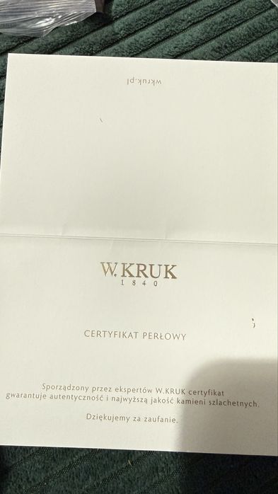W.Kruk nowa złota branzoletka z perłami z certyfikatem