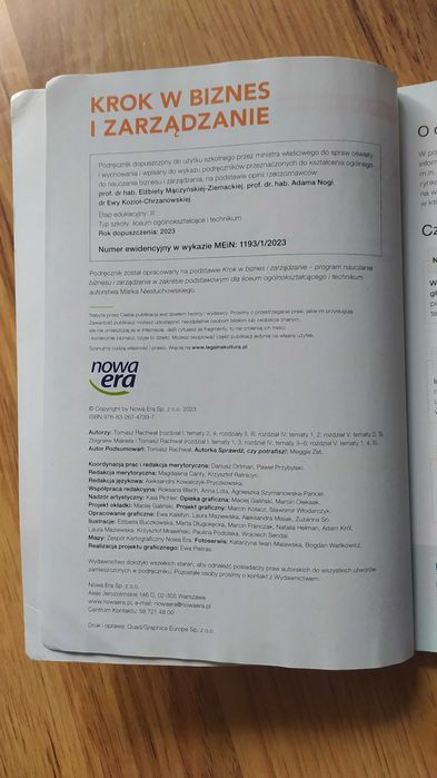 Krok w biznes i zarządzanie 1 zakres podstawowy Nowa Era