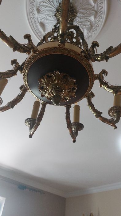 Żyrandol mosiężny, mosiądz,  kinkiet mosiężny