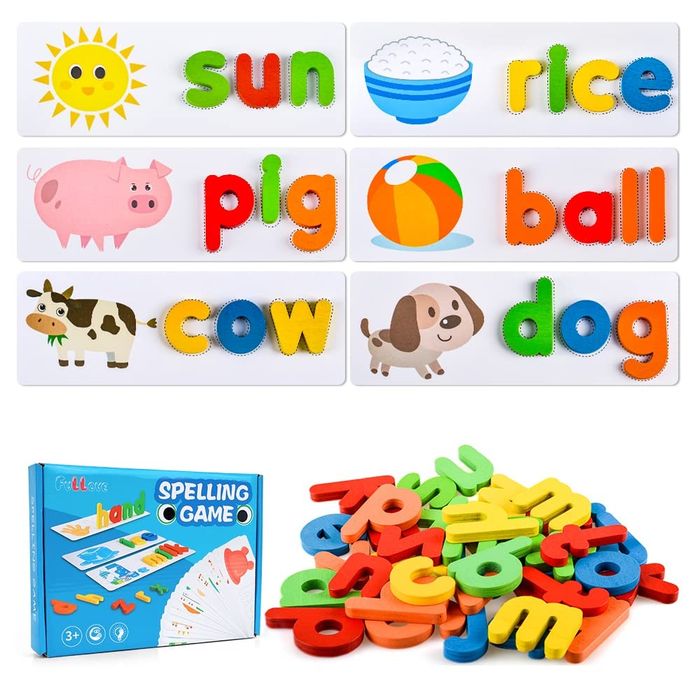 Zabawka edukacyjna dla dzieci puzzle literowe klocki drewniane alfabet nauka angielskiego