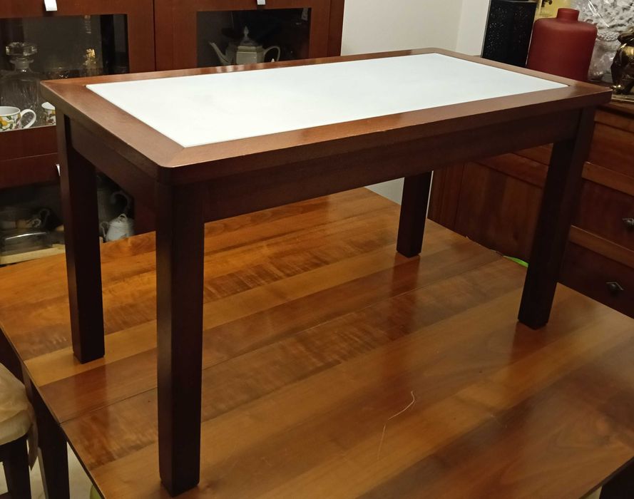Mesa de Sala de Estar Retangular com Tampo de Vidro