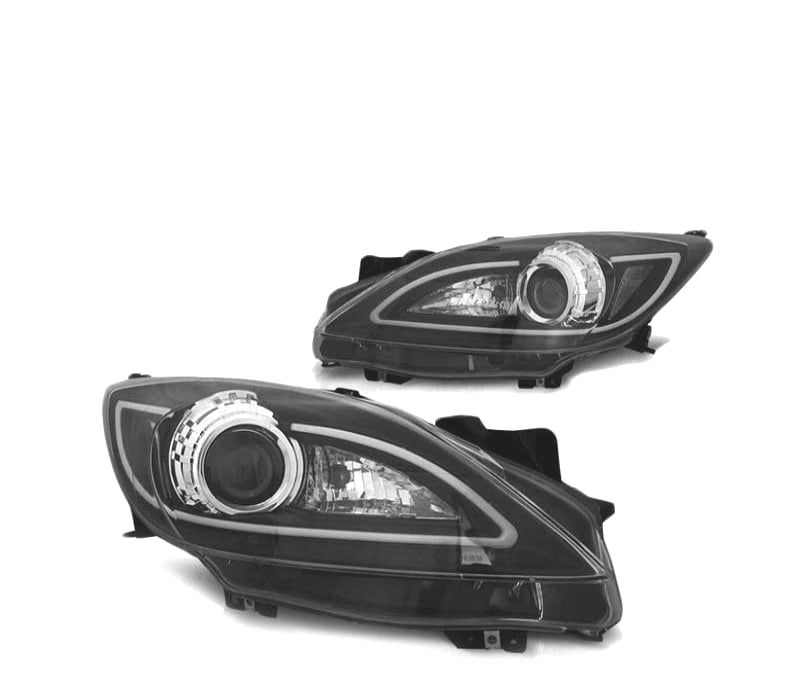 FARÓIS LED TUBE LIGHT MAZDA 3 09-13 PRETO